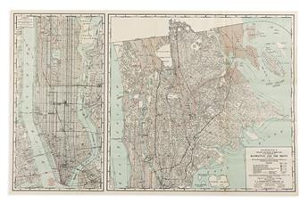 (NEW YORK CITY.) Group of 5 late-nineteenth and early-twentieth-century folding maps.